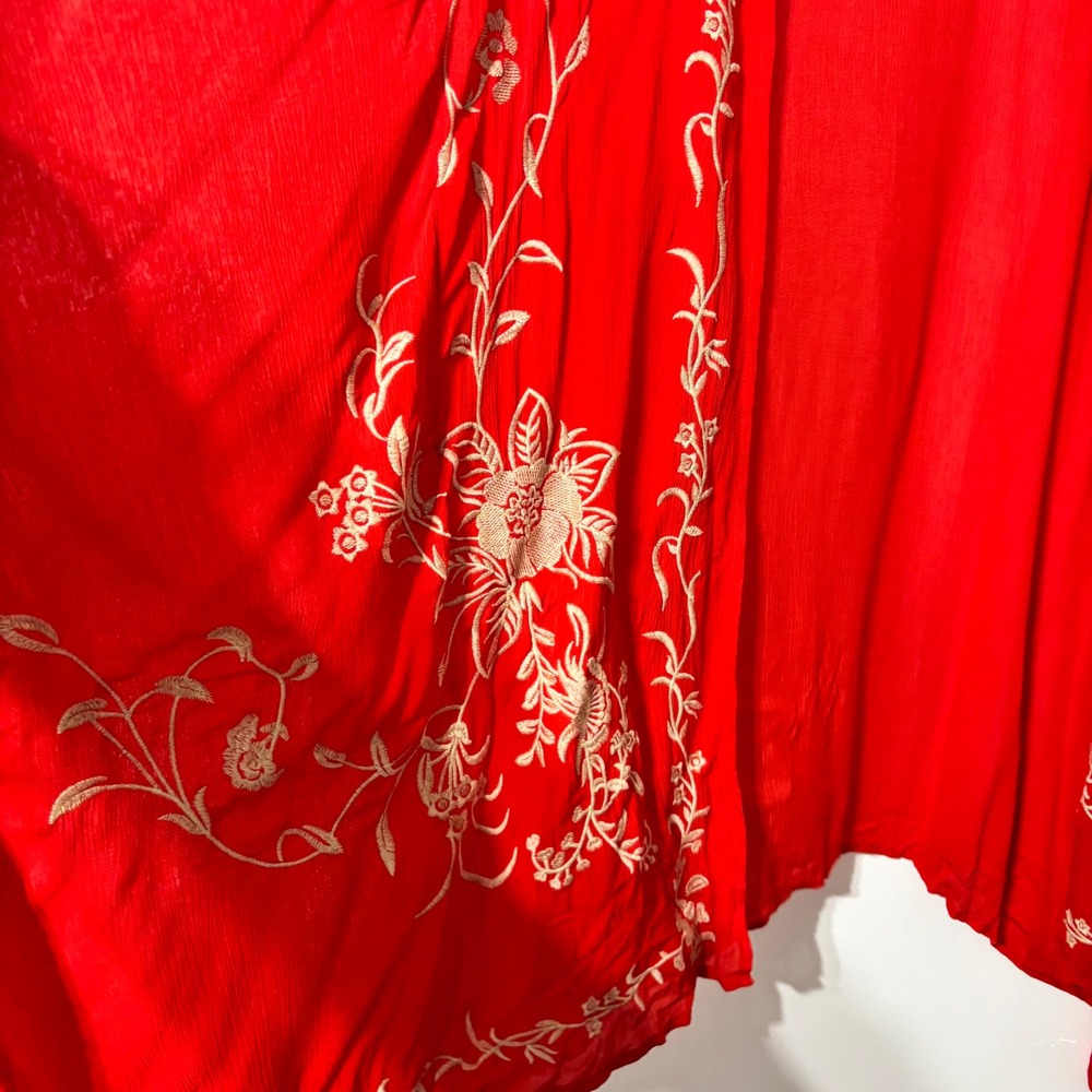 Nectar Clothing Coral Embroidered Kimono Cardigan Duster Open Front Sheer S M - Picture 4 of 11